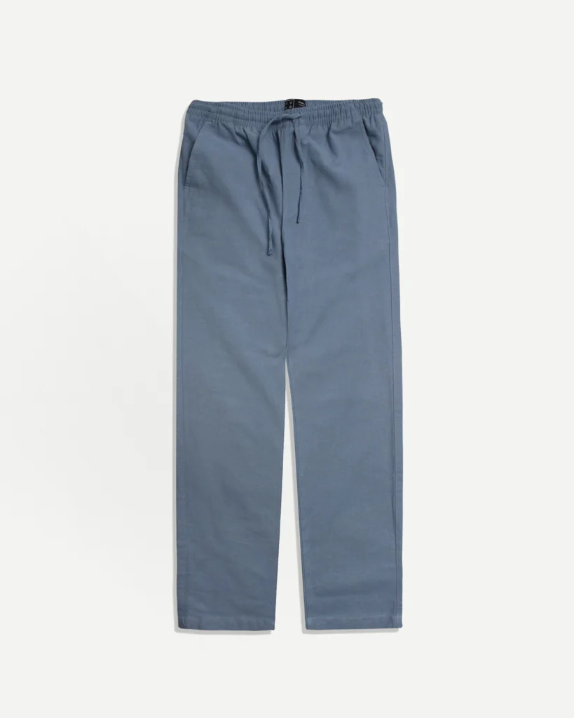 Relaxed Linen Pants Washed Denim