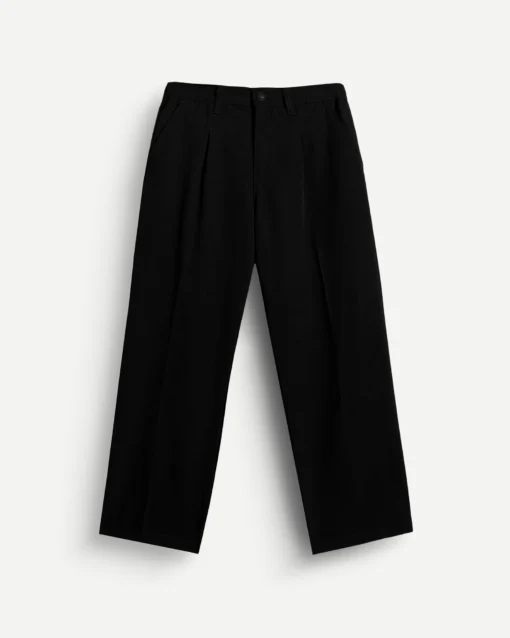 Straight Pleated Pants Black