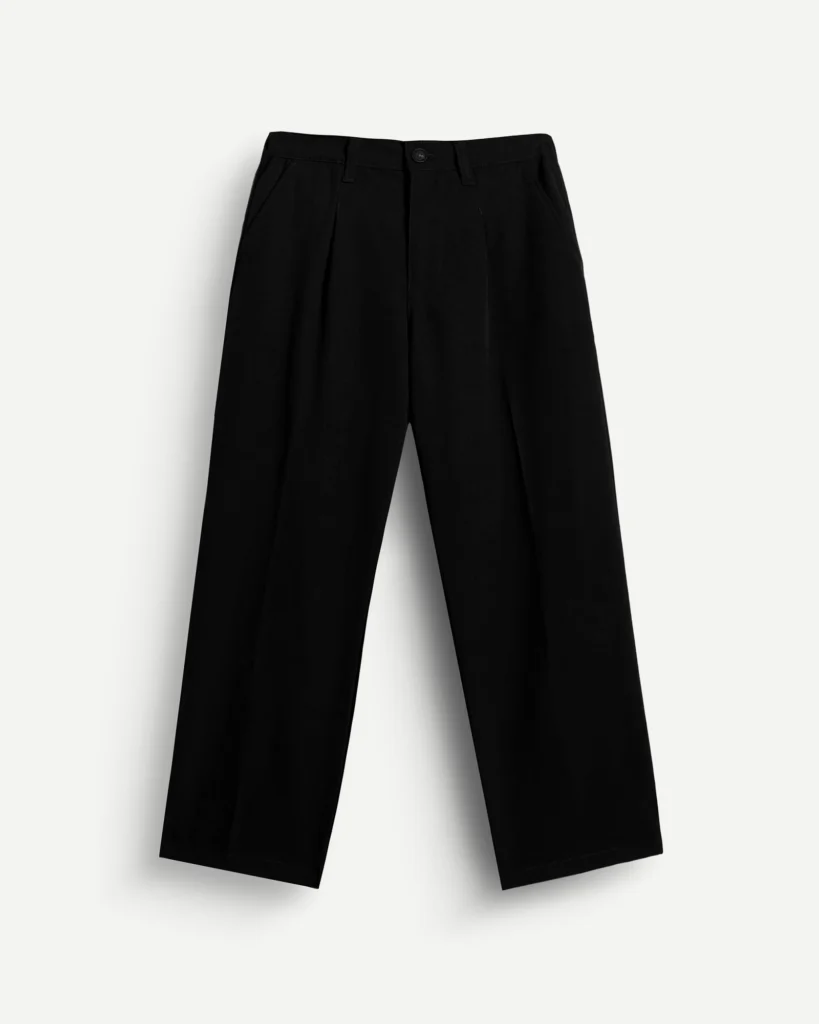 Straight Pleated Pants Black