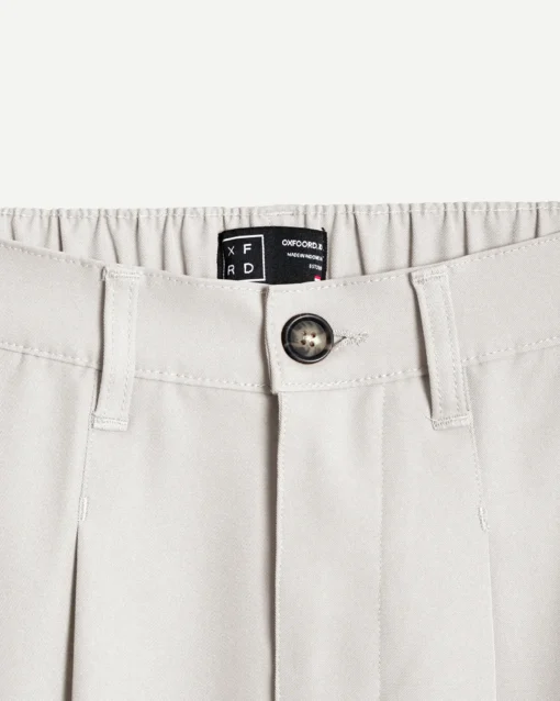 Straight Pleated Pants Cream