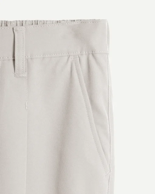 Straight Pleated Pants Cream