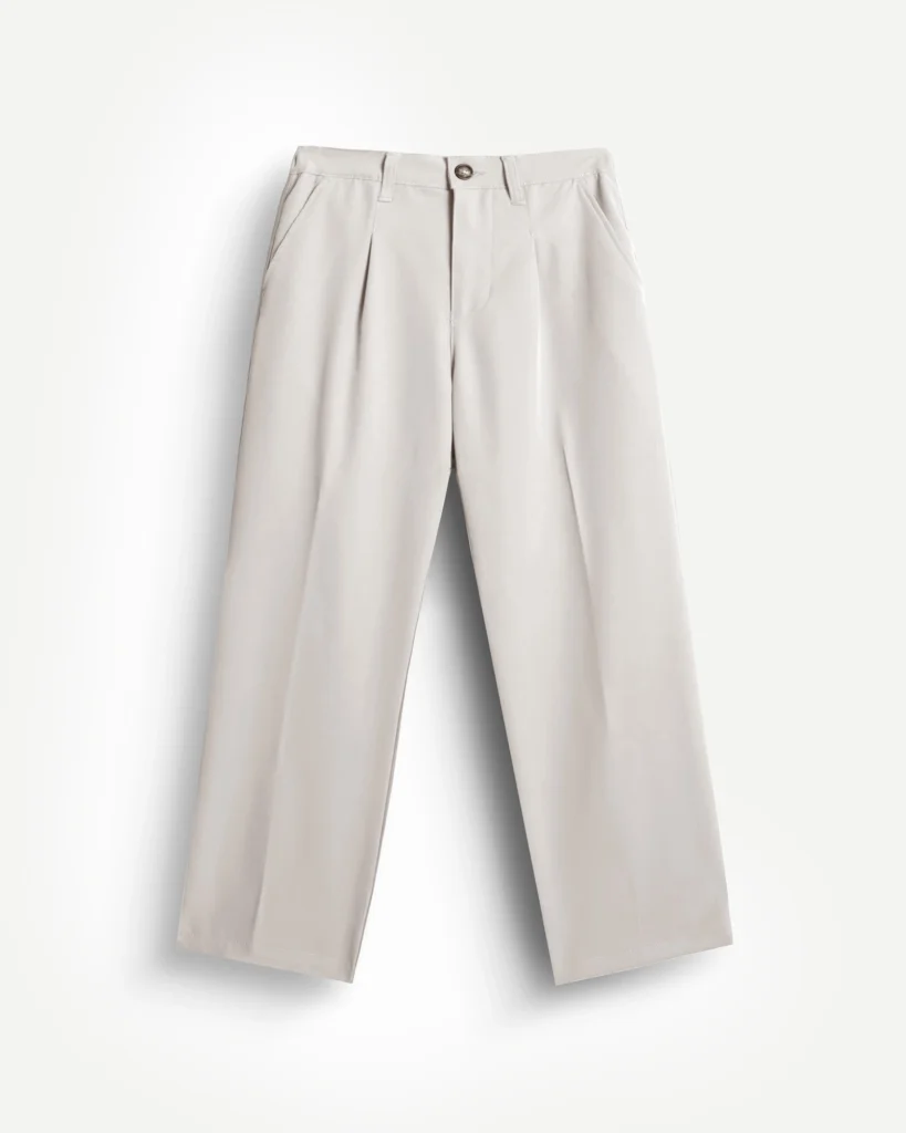 Straight Pleated Pants Cream