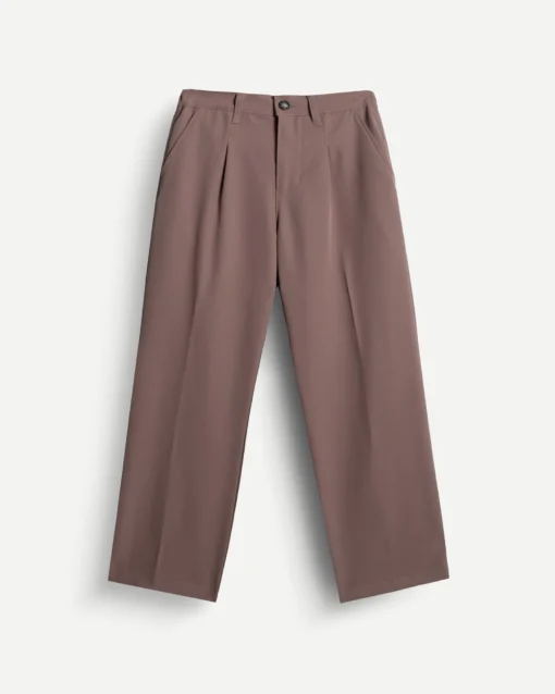 Straight Pleated Pants Wood