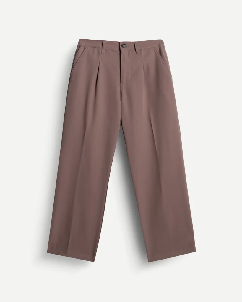 Straight Pleated Pants Wood