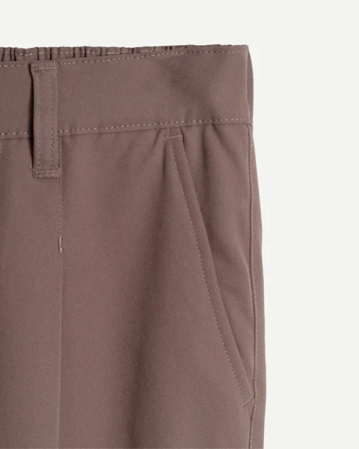 Straight Pleated Pants Wood